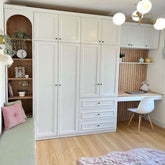 Trueliving 5 Door Walk-in Designer wardrobes Laminated Finish & PU Finish with Drawers 8Ft *2Ft *9Ft -2438.4MM X 609MM X 2743.2MM)